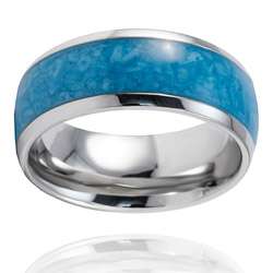 Stainless Steel Blue Resin Inlay Ring  Overstock