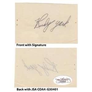 Rudy York Signed 2x3 Signature Cut 1934 45 Detroit Tigers Red Sox JSA 
