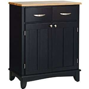 Home Styles Furniture Black Buffet Kitchen Island with Natural Wood 