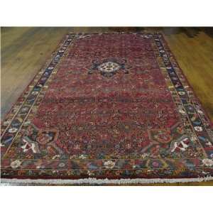  52 x 100 Red Persian Hand Knotted Wool Hossainabad Rug 