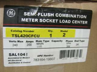 GE TSL420CFCU 200 Amp Semi Flush Combination Meter Socket Load Center 