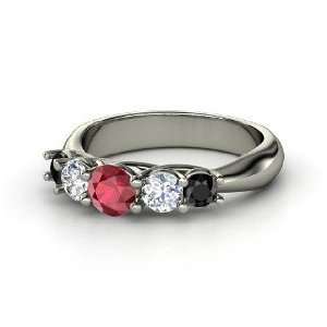  Oh La Lovely Ring, Round Ruby Platinum Ring with Diamond 