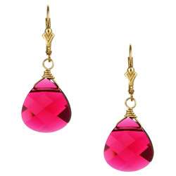 Charming Life 14k Goldfill Fuchsia Pink Crystal Briolette Earrings 