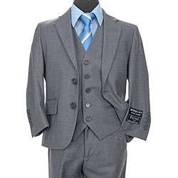 Ferrecci Boys Solid Grey Two button Three piece Suit  