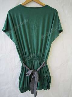   Fashion Batwing Dolman Short Sleeve Casual Cotton Mini Dress #105