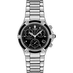 Citizen Womens Chronograph Eco Drive Onyx Inlayed Watch  Overstock 