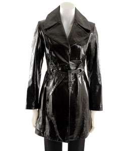 Via Spiga Womens Belted Patent Leather Coat  