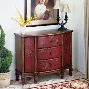  Butler Console Cabinet   Red Hand Painted Finish