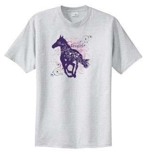 Distressed Cowgirl Running Horse T Shirt  S  6x  