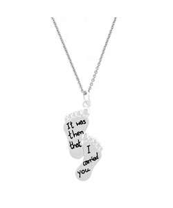 Sterling Silver Inspirational Footprints Necklace  Overstock