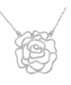 Sterling Silver Rose Outline Necklace  