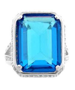 Sterling Silver Blue CZ Cocktail Ring  Overstock