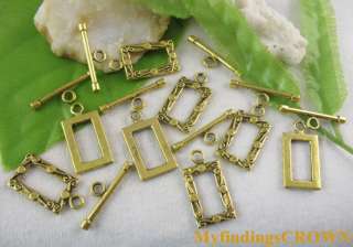30set Antiqued gold open square toggle clasps FC5079  