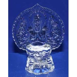  Crystal Glass Art Guan Yin Buddha Figurine W. Flashing 