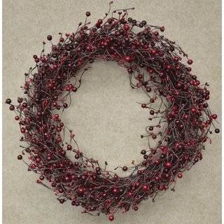  Wreath Primitive Country Burgundy 22 Pip Berry & Twig: Home & Kitchen