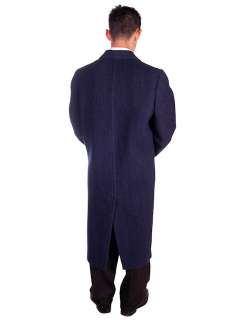 Vintage Mens Navy Herringbone Tweed Overcoat Bond Brand 1940s  
