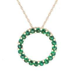 10k Yellow Gold Lab created Emerald Circle Necklace  Overstock