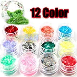 1200pcs 12 Colors Glitter Short Strip Lace Nail Make Up
