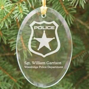  Personalized Police Officer Glass Christmas Ornament: Home 