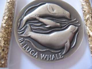 OZ .925 STERLING SILVER BELUGA WHALE COIN + GOLD  