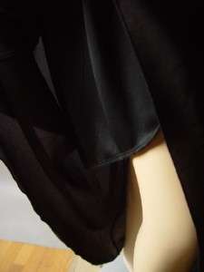 Black Open Cold Shoulder Blouson Tie Waist Asymmetric High Low Tail 