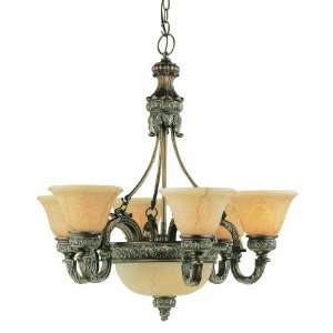   8527 6 2 Lt Chandelier W Bottom Bowl Imperial Copper