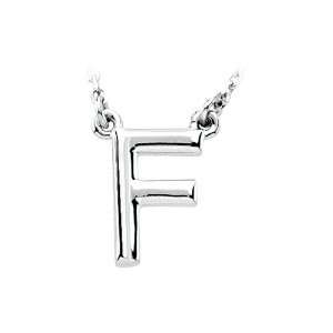    Block Initial Necklace in Sterling Silver, Letter F Jewelry