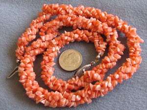Strand Vintage Natural Peach Coral Bead Necklace  