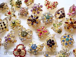 wholesale lots of 30pieces Rhinestone CZ Gold Rings  