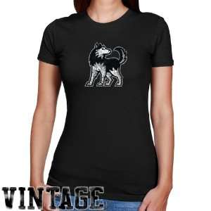 Northern Illinois Huskies Ladies Black Distressed Logo Vintage Slim 