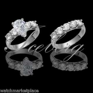 95 Carat Pear Shape Diamond Bridal Ring Set D SI1 EGL  