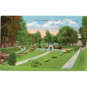  1940s Vintage Postcard   Sunken Garden at Glen Oak Park 