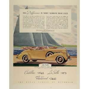  1936 Ad Cadillac Yellow LaSalle Convertible Coupe Car 