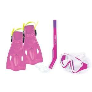   Rec Fins Set Snorkel Mask (Pink, Small/Medium)