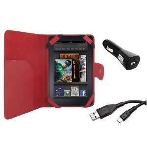  Stylish Protective Cover Folio Leather Case (Red) for  Kindle 
