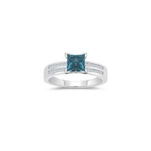  1.58 Cts Blue & White Diamond Engagement Ring in 14K White 