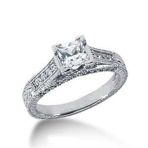  1.05 Ct Diamond Engagement Ring Round Pave Antique 14k 