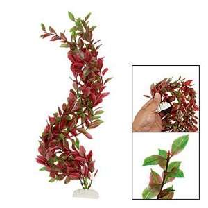   Green Red Leaves Soft Twig Aquarium Long Plastic Plant: Pet Supplies