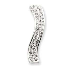  Sterling Silver Swarovski Crystal Wave Pendant: Jewelry