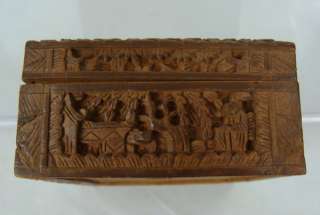 Antique over 100 years old Chinese Wooden Carved Rectangle Box.  