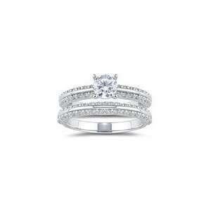  0.92 Ct Diamond Ring Setting & Wedding Band Set in 18K 