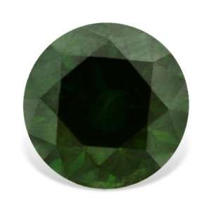  0.37 Ctw Round Shape Loose Natural Pine Green Diamond 