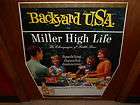   1965 MILLER HIGH LIFE BEER POSTER WITH ZIP TAB BEER CANS PICNIC SCENE