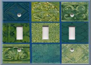   Switch Plate Cover   Tuscan Tile Mosaic   Green And Blue Hues  