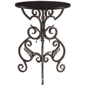  Wrought Iron Accent Side Table   27.25hx20.25d, Black 
