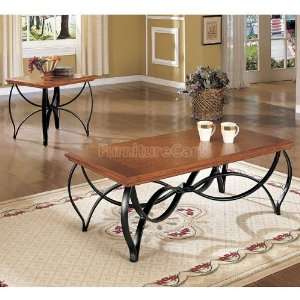   Imports Metal/ Wood 3 Piece Occasional Table Set 2836: Home & Kitchen