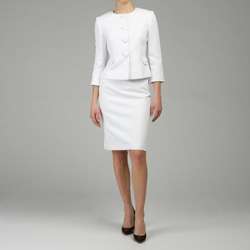 Tahari ASL Womens White Collarless Skirt Suit  Overstock