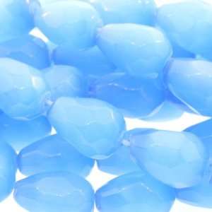 Baby Blue Fiber Optic  Pear Faceted   15mm Height, 10mm Width, Sold 