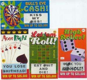 10 curse fake lotto lottery tickets + 1 million bill  