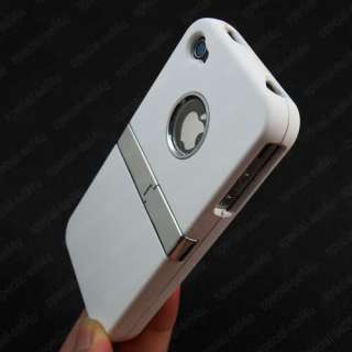 Deluxe White Full Case w/Chrome Stand Apple iPhone 4 4G  